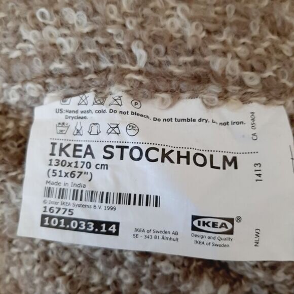 IKEA Stockholm Fuzzy & Soft Mohair Wool Blend Blanket Cream & Tan - Picture 6 of 9